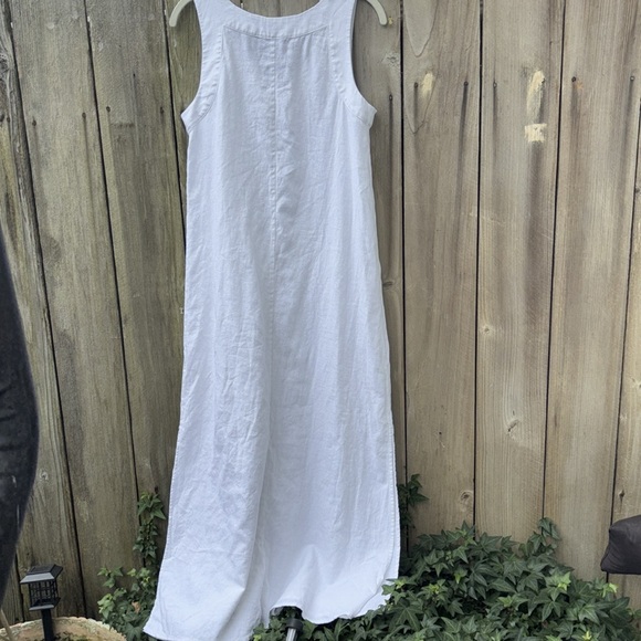 DKNY Summer White Linen Maxi Dress V Neck Women’s Size XS Small - Picture 6 of 8